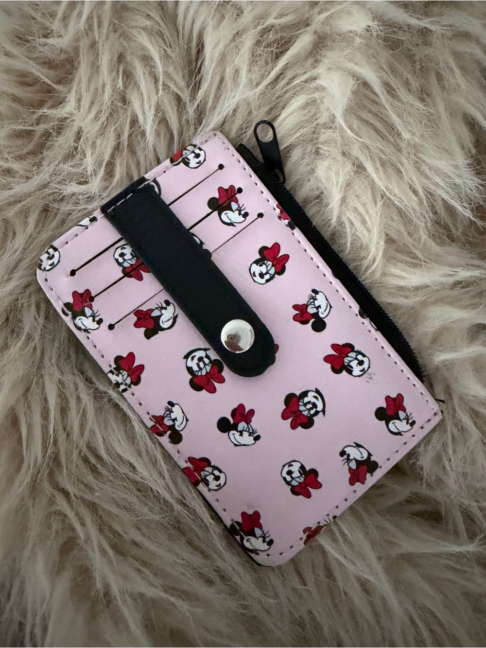 Pink Minnie Mouse Print Card Wallet